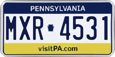 PA license plate MXR4531