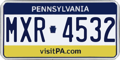 PA license plate MXR4532