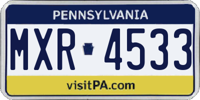 PA license plate MXR4533