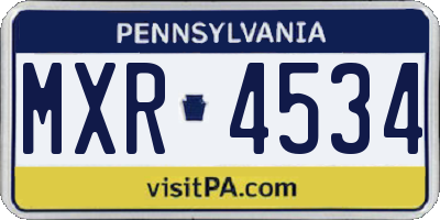 PA license plate MXR4534