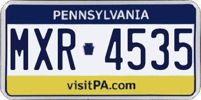 PA license plate MXR4535