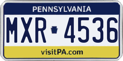 PA license plate MXR4536