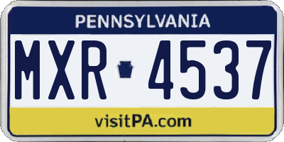 PA license plate MXR4537