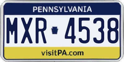 PA license plate MXR4538