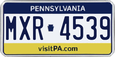PA license plate MXR4539