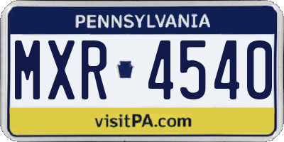 PA license plate MXR4540