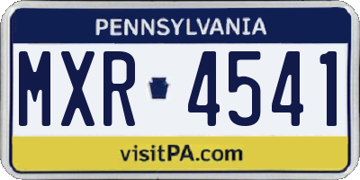 PA license plate MXR4541