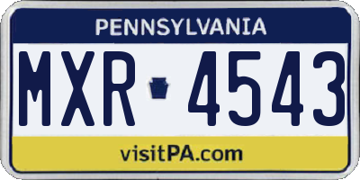 PA license plate MXR4543