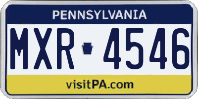 PA license plate MXR4546
