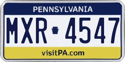 PA license plate MXR4547