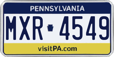 PA license plate MXR4549