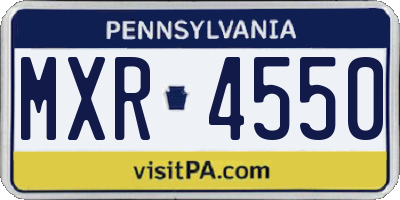 PA license plate MXR4550