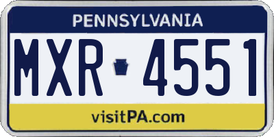 PA license plate MXR4551
