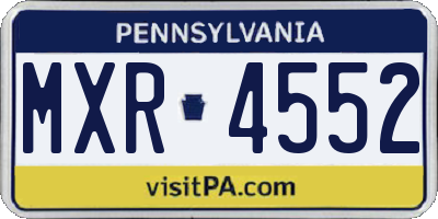 PA license plate MXR4552