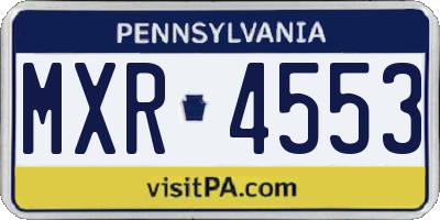PA license plate MXR4553