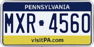 PA license plate MXR4560