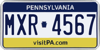 PA license plate MXR4567
