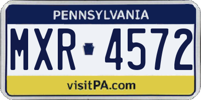 PA license plate MXR4572