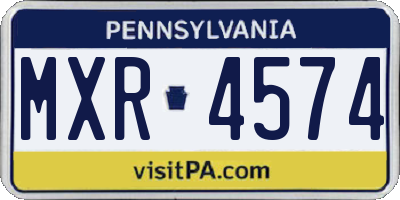 PA license plate MXR4574
