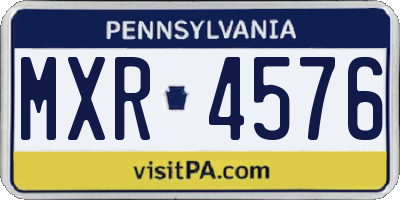 PA license plate MXR4576