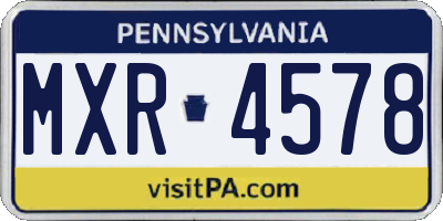 PA license plate MXR4578