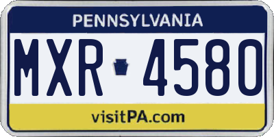 PA license plate MXR4580