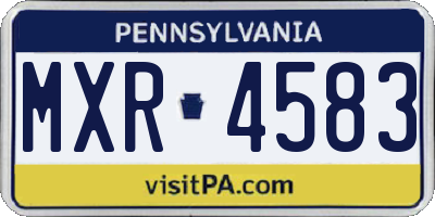 PA license plate MXR4583