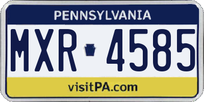PA license plate MXR4585