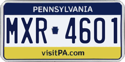 PA license plate MXR4601