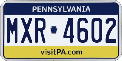 PA license plate MXR4602