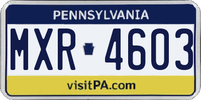 PA license plate MXR4603