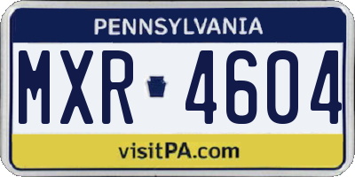 PA license plate MXR4604