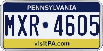 PA license plate MXR4605