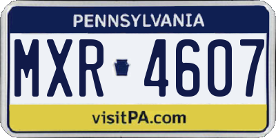 PA license plate MXR4607