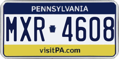 PA license plate MXR4608