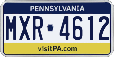PA license plate MXR4612