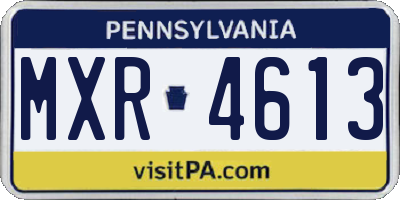 PA license plate MXR4613