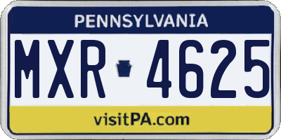 PA license plate MXR4625