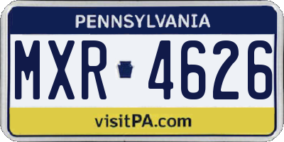 PA license plate MXR4626