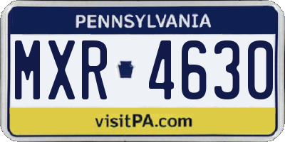 PA license plate MXR4630