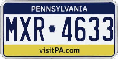 PA license plate MXR4633