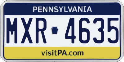 PA license plate MXR4635