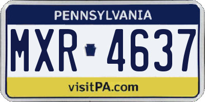 PA license plate MXR4637
