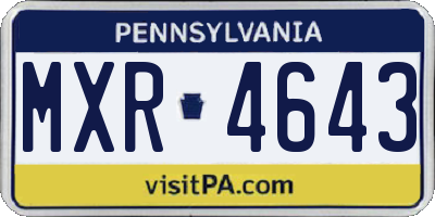 PA license plate MXR4643