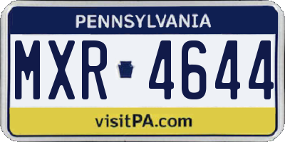 PA license plate MXR4644