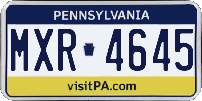 PA license plate MXR4645