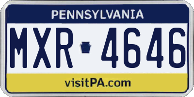 PA license plate MXR4646