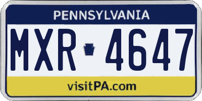 PA license plate MXR4647