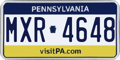 PA license plate MXR4648