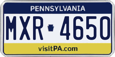 PA license plate MXR4650